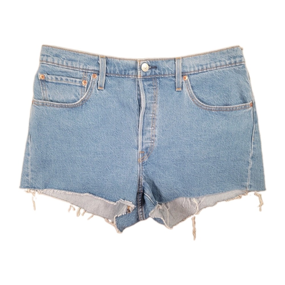 Levis 501 Shorts Womens 32 Original High Rise Cut Off Button Fly Jean Denim W32